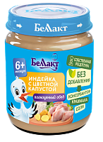 Мясное детское пюре с овощами "Беллакт". Индейка с цветной капустой