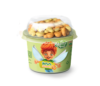   Йогурт для питания детей дошкольного и школьного возраста "Мандарин" с драже в белом шоколаде со вкусом фруктов